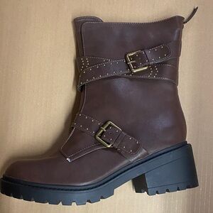 Avenue Dark Brown Ankle Boots with Double Buckle